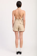 HIGH WAISTED PLEATED SHORTS