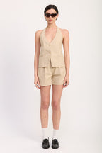 HIGH WAISTED PLEATED SHORTS