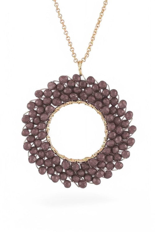 Beaded Hoop Pendant Necklace
