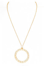 Laser Cut Pattern Round Pendant Necklace