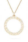 Laser Cut Pattern Round Pendant Necklace