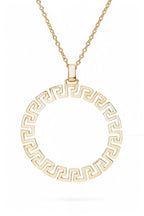 Laser Cut Pattern Round Pendant Necklace