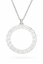 Laser Cut Pattern Round Pendant Necklace