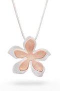 2 Tone Brush Metal Flower Pendant Necklace