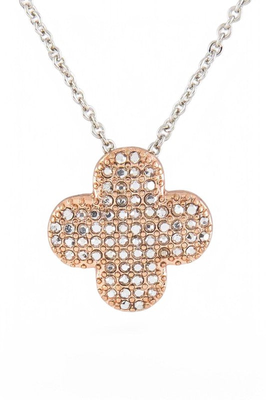 Crystal Clover Pendant Necklace Set