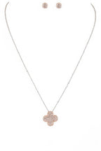 Crystal Clover Pendant Necklace Set