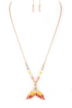 Enamel Mermaid Tail Pendant Necklace Set