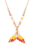 Enamel Mermaid Tail Pendant Necklace Set