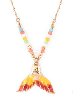 Enamel Mermaid Tail Pendant Necklace Set