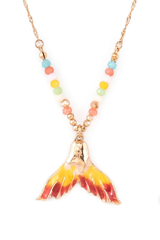Enamel Mermaid Tail Pendant Necklace Set