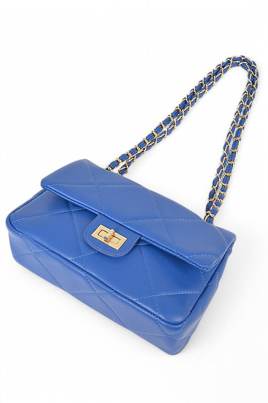 Quilted Twist Lock Classy Shoulder Bag