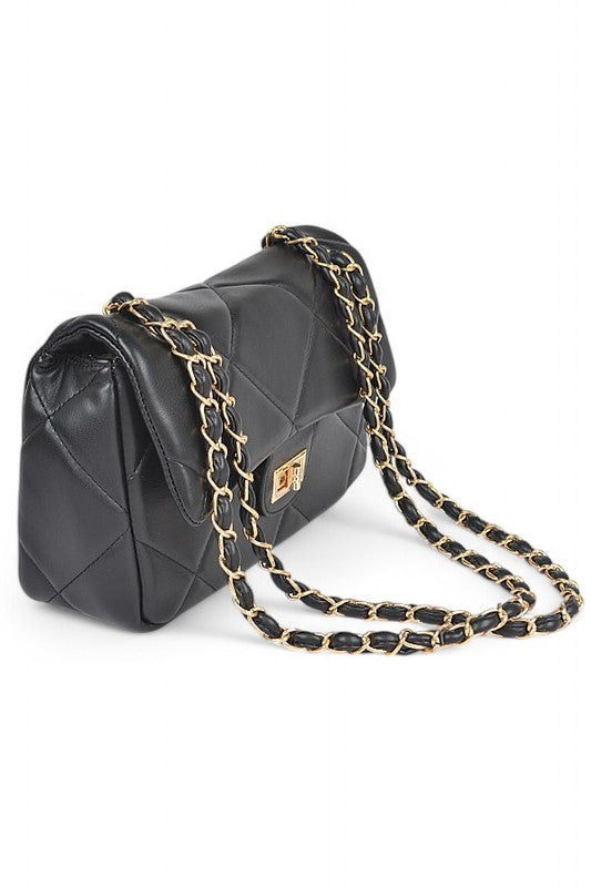 Quilted Twist Lock Classy Shoulder Bag