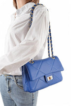 Quilted Twist Lock Classy Shoulder Bag