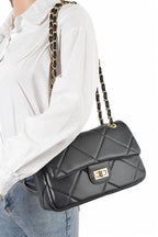 Quilted Twist Lock Classy Shoulder Bag