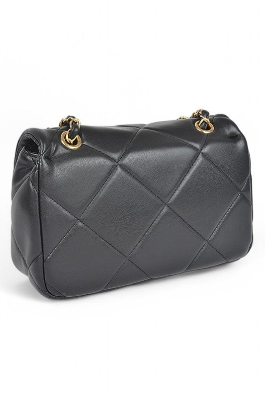 Quilted Twist Lock Classy Shoulder Bag