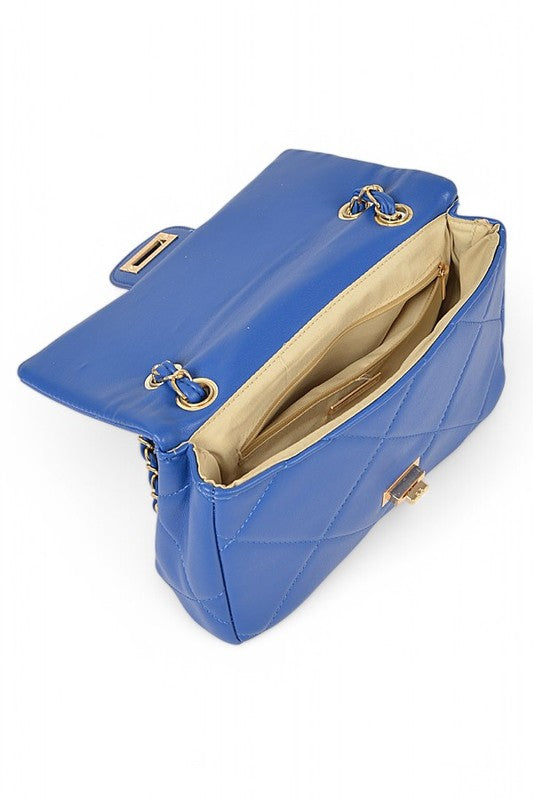 Quilted Twist Lock Classy Shoulder Bag