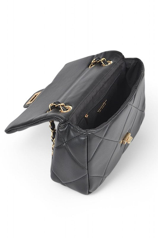 Quilted Twist Lock Classy Shoulder Bag