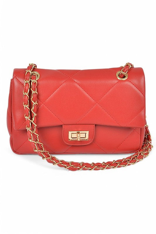 Quilted Twist Lock Classy Shoulder Bag