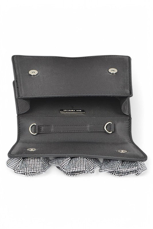 Sparkle Flower Top Handle Clutch Bag