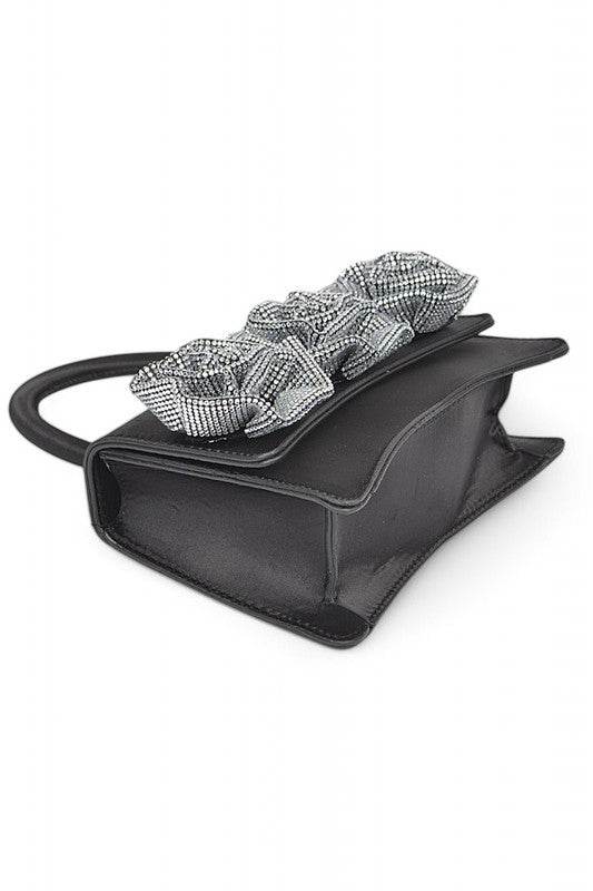 Sparkle Flower Top Handle Clutch Bag
