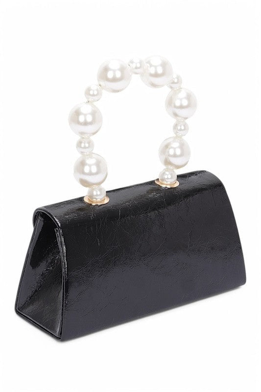 Pearl Handle Metallic Clutch Swing Bag