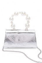 Pearl Handle Metallic Clutch Swing Bag