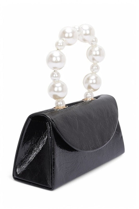 Pearl Handle Metallic Clutch Swing Bag