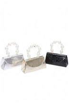 Pearl Handle Metallic Clutch Swing Bag