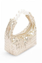 Pearl Handle Metallic Small Convertible Clutch Bag
