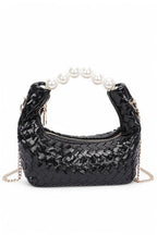 Pearl Handle Metallic Small Convertible Clutch Bag