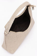 Metallic Straw Top Handle Shoulder Bag