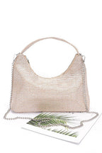 Metallic Straw Top Handle Shoulder Bag