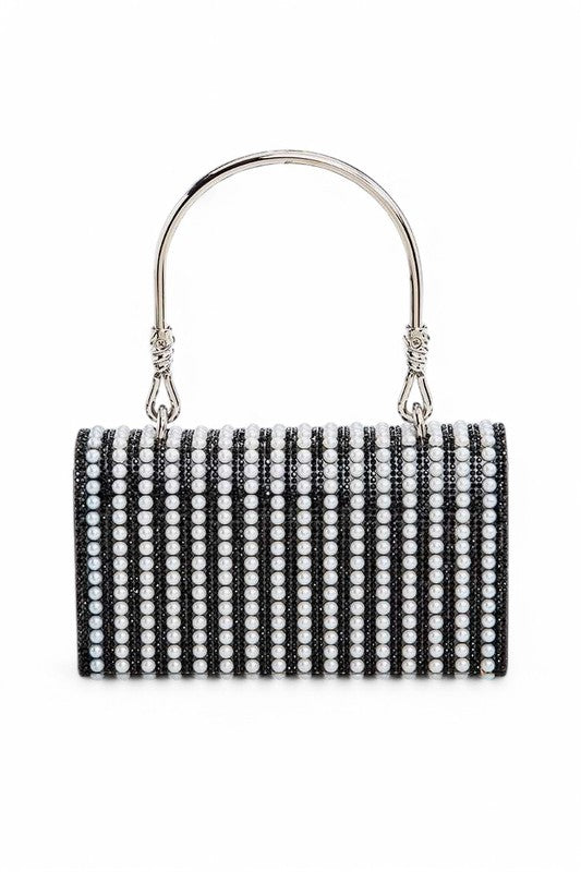 Pearl Accent Top Handle Convertible Clutch