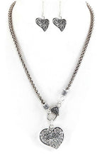 Crystal Swirl Heart Pendant Necklace Set
