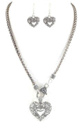 Ornate Heart Pendant Necklace Set