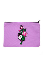 Embroidered Flower Patch Small Canvas Pouch