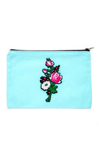 Embroidered Flower Patch Small Canvas Pouch