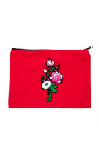 Embroidered Flower Patch Small Canvas Pouch