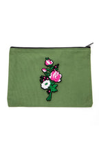 Embroidered Flower Patch Small Canvas Pouch