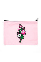 Embroidered Flower Patch Small Canvas Pouch