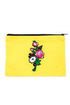 Embroidered Flower Patch Small Canvas Pouch