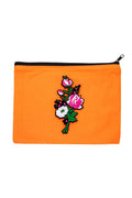 Embroidered Flower Patch Small Canvas Pouch