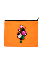 Embroidered Flower Patch Small Canvas Pouch