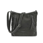 Washed Hobo Crossbody with Front Zip Compartments