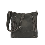 Washed Hobo Crossbody with Front Zip Compartments