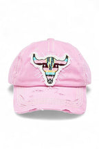 Steer Head Embroidered Patch Vintage Cap