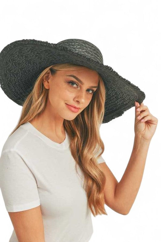 Wide Brim Frayed Edge Sun Hat