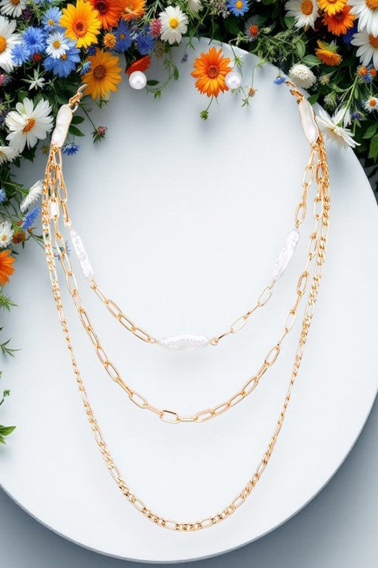 Pearl Station Layer Necklace