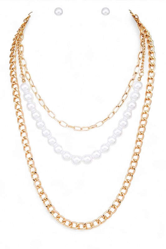 Layered Pearl Necklace Set