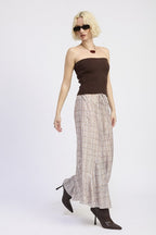 DRAWSTRING MAXI SKIRT WITH ASYMMETRICAL SEAMS